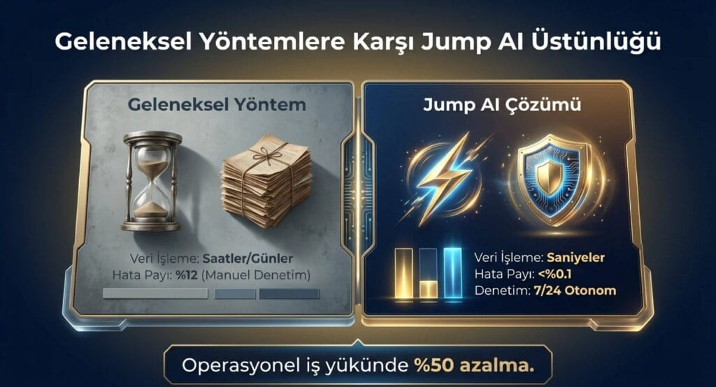 Jump platformunun geleneksel yöntemlere göre üstünlüğü grafiği