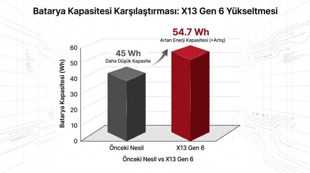 Batarya Kapasitesi Karşılaştırması: X13 Gen 6 Yükseltmesi