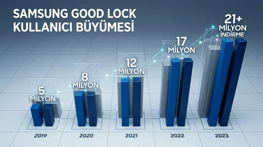 Samsung özel ekosistem avantajları Good Lock uygulama indirme grafiği