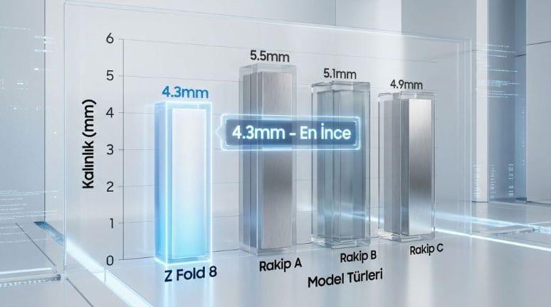 Galaxy Z Fold 8 ve rakip modellerin incelik grafiği